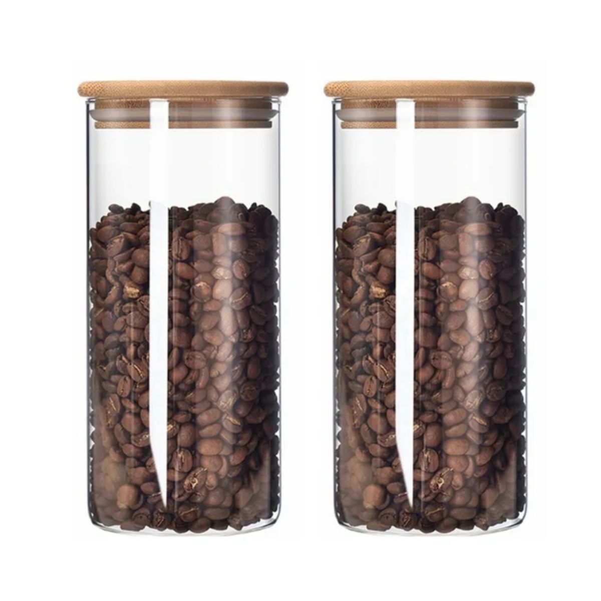 INSPIRA - Set 2 Frascos de Vidrio Borosilicato con Tapa de Bambú 950 ml