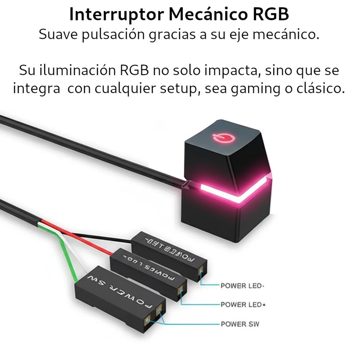 GENERICO - Boton Power Extensor Encendido Mecanico RGB PC Gamer 2m