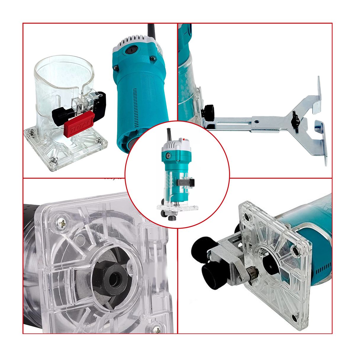 TOTAL TOOLS - RUTEADORA FRESADORA DE MANO 600W TOTAL 6MM 14 MADERA CARPINTERÍA