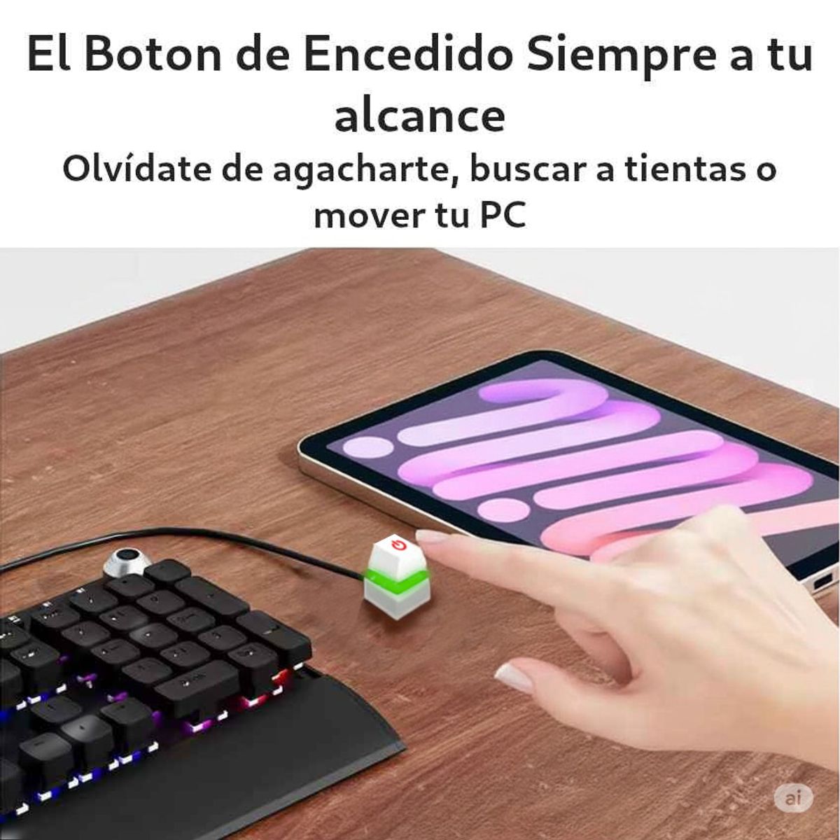 GENERICO - Boton Power Extensor Encendido Mecanico RGB PC Gamer 2m