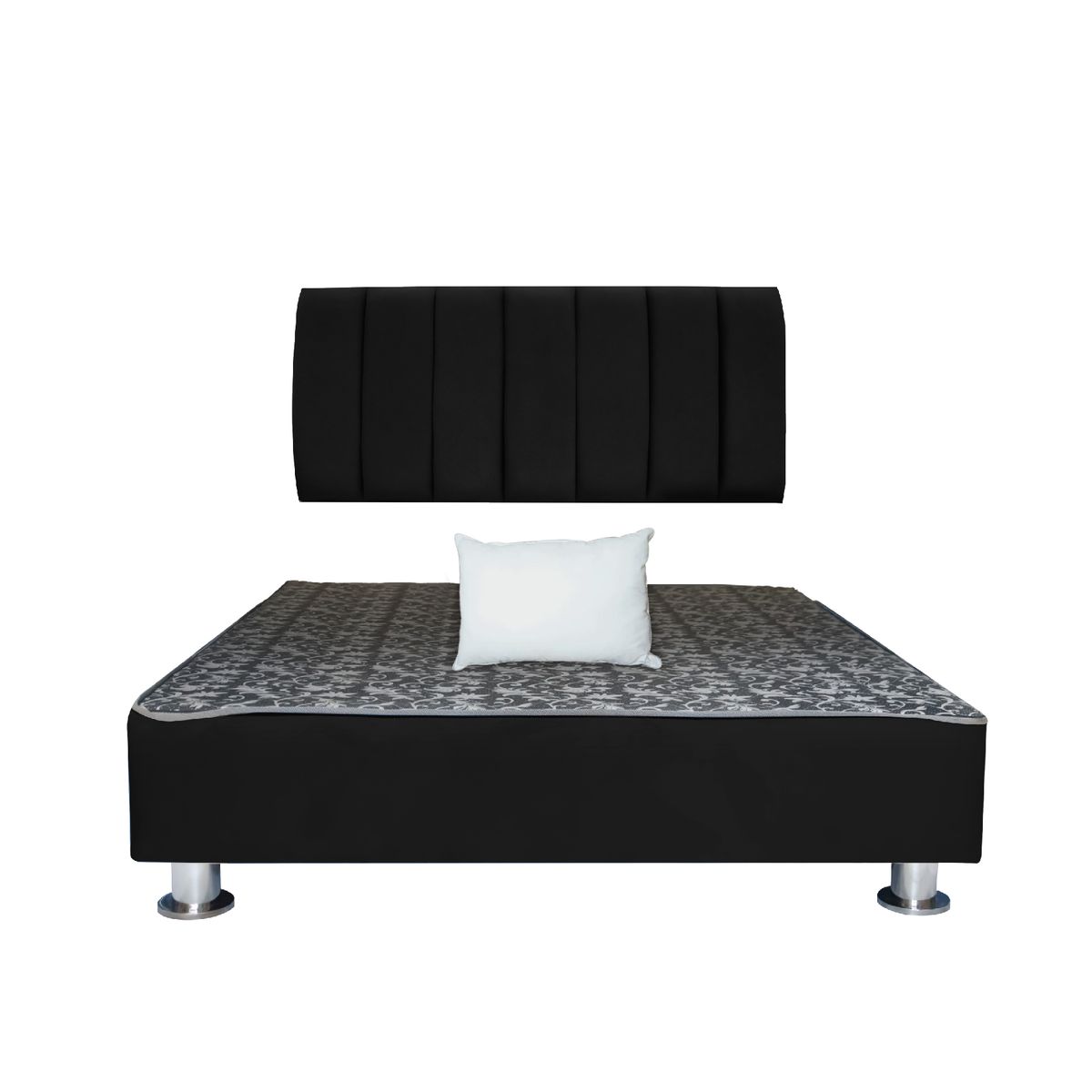 MUEBLES MACRUMO - Cama tapizada Aurea + almohada - King - Color Negro
