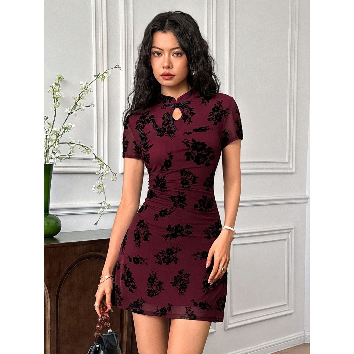 GENERICO - VESTIDO  LOLITAS QUIPAO NEGRO FORRADO CON MANGA