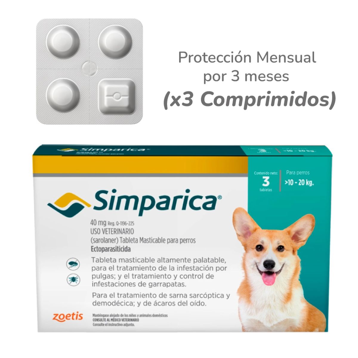 SIMPARICA - Simparica para perros de 10 - 20 kg