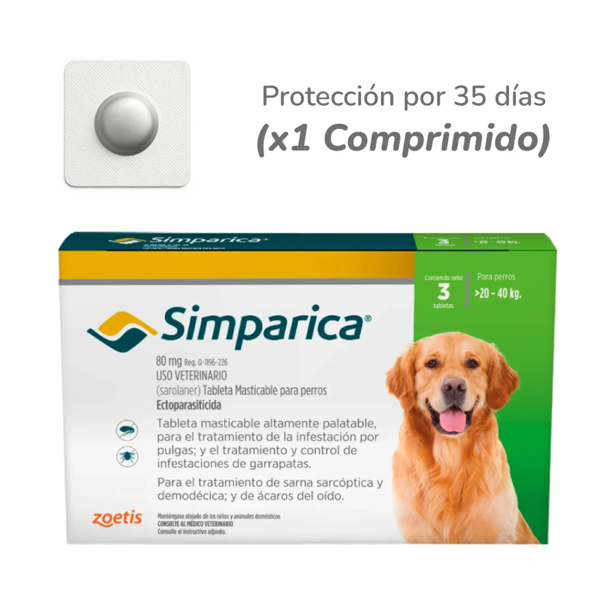 SIMPARICA - Simparica Comprimido para perros de 20 - 40 kg