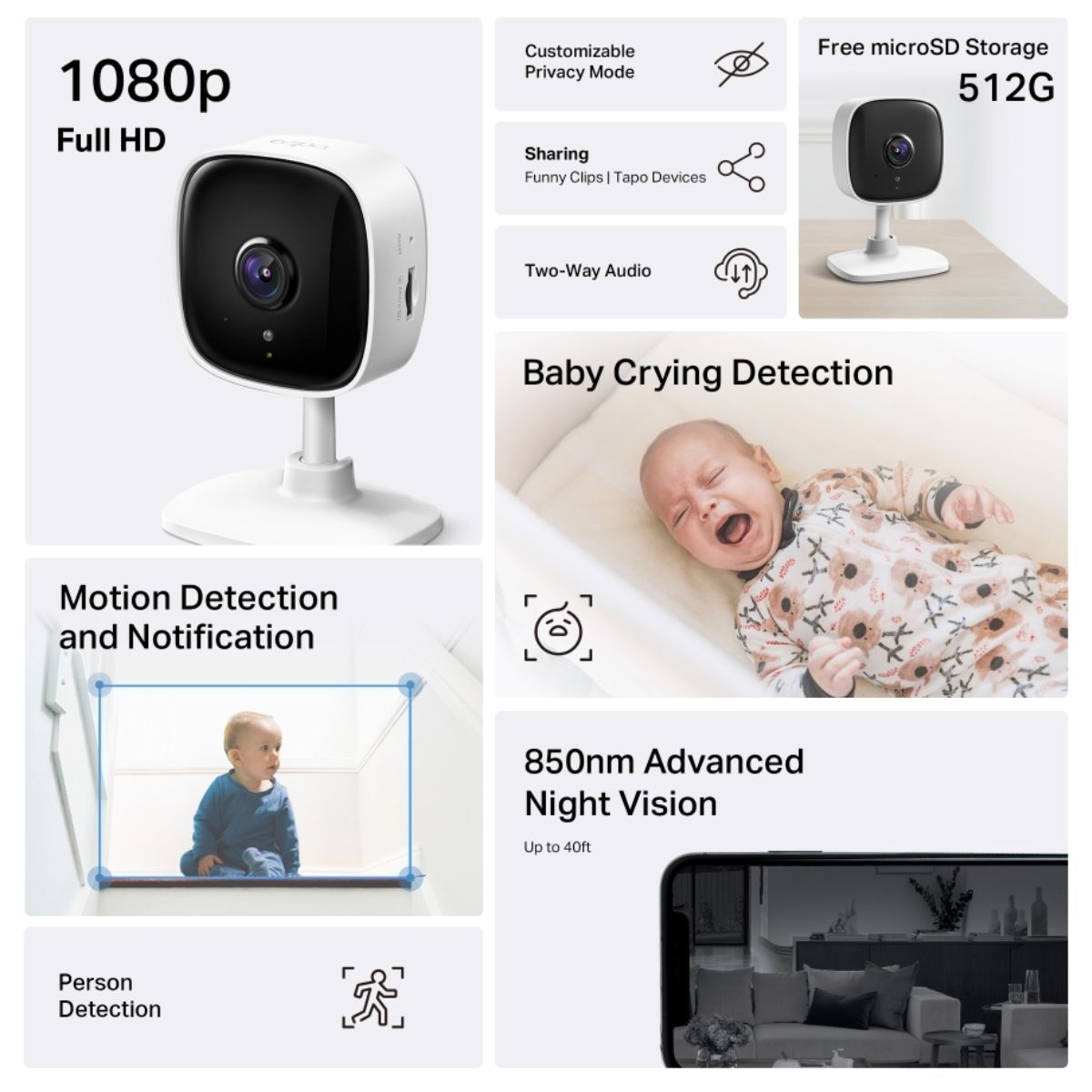 TP LINK - Pack x3 Cámara de Seguridad Tapo C100 Full HD Wi-Fi