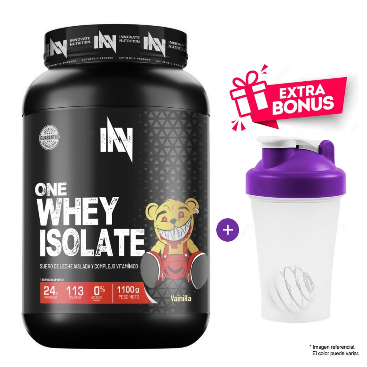INN INNOVATE NUTRITION - ONE WHEY ISOLATE VAINILLA 1.1 kilos proteína isolatada + SHAKER