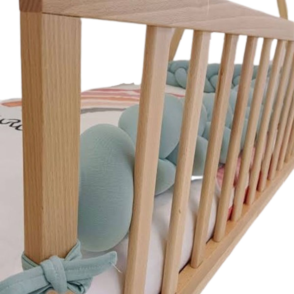 GENERICO - Trenza protector de cuna de 2 metro verde cemento