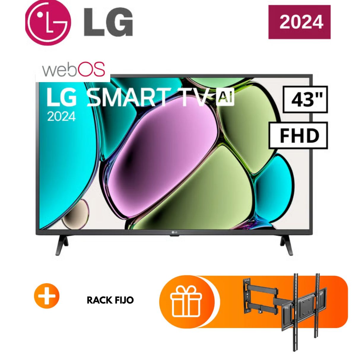 LG - TV LG 43 43LR6000PSA FHD SMART TV WEBOS + RACK FIJO