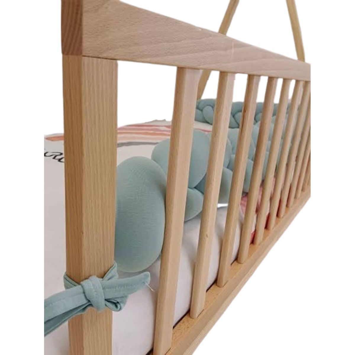 GENERICO - Trenza protector de cuna de 4 metros verde cemento