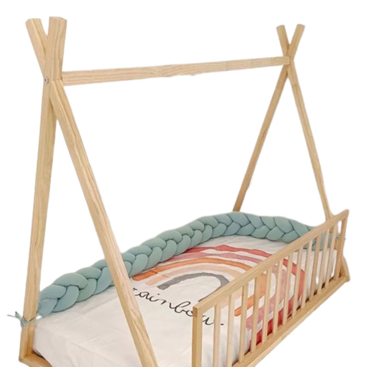 GENERICO - Trenza protector de cuna de 4 metros verde cemento