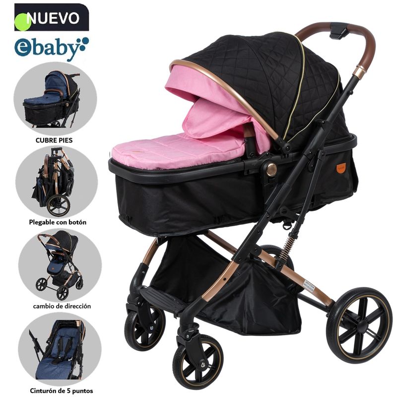 EBABY - Coche Cuna Moisés de Lujo SATURNO  EB126-1 Rosado