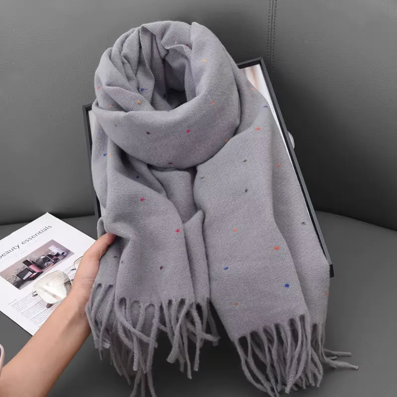 GENERICO - Bufanda versátil de versión coreana cálida para otoño e invierno con puntos de azúcar arcoíris