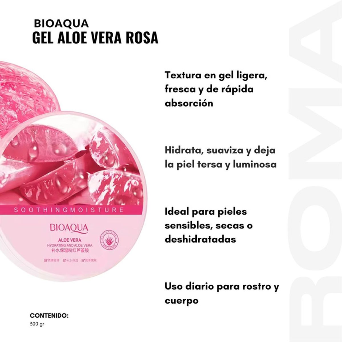 BIOAQUA - GEL ALOE VERA ROSA BIOAQUA 300G