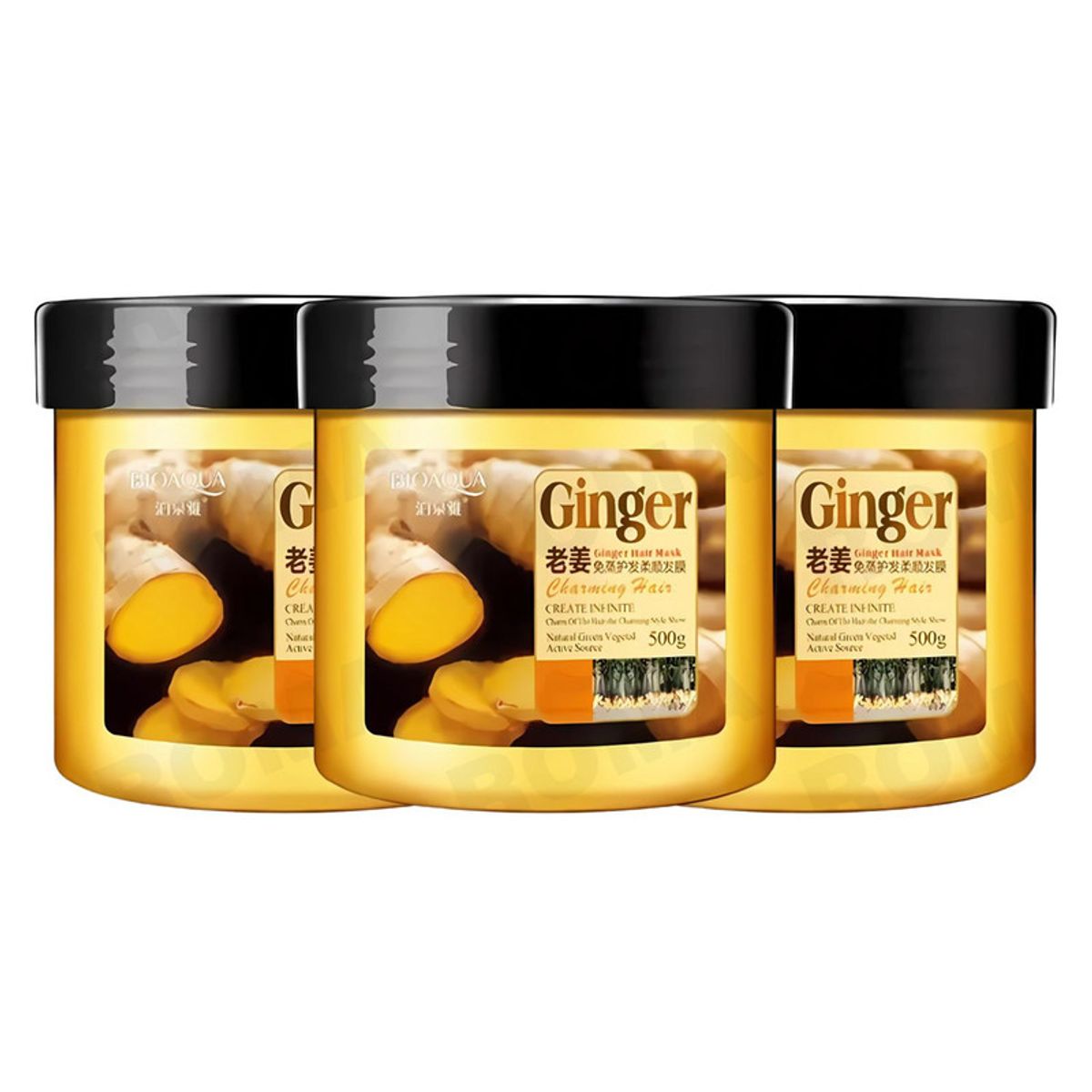BIOAQUA - PACK 3 MASCARILLA DE JENGIBRE PARA EL CABELLO BIOAQUA 1500G