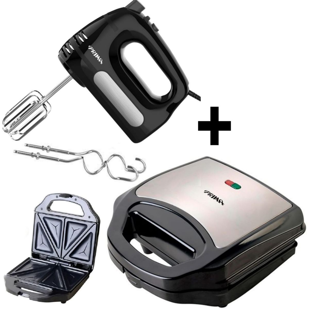 PRIMA - Sandwichera 2 Panes 700W + Batidora de mano 400W