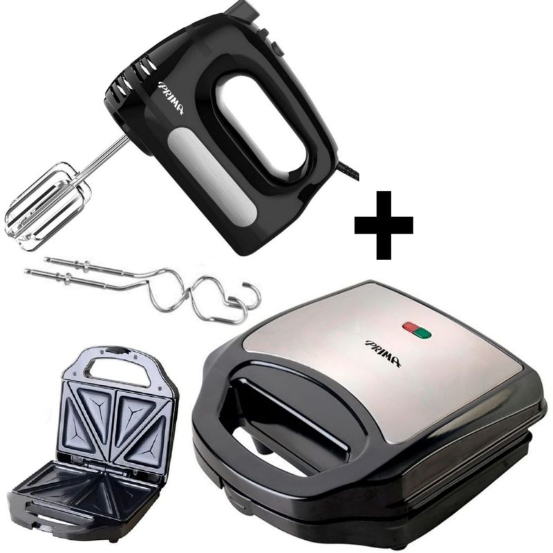 PRIMA - Sandwichera 2 Panes 700W + Batidora de mano 400W