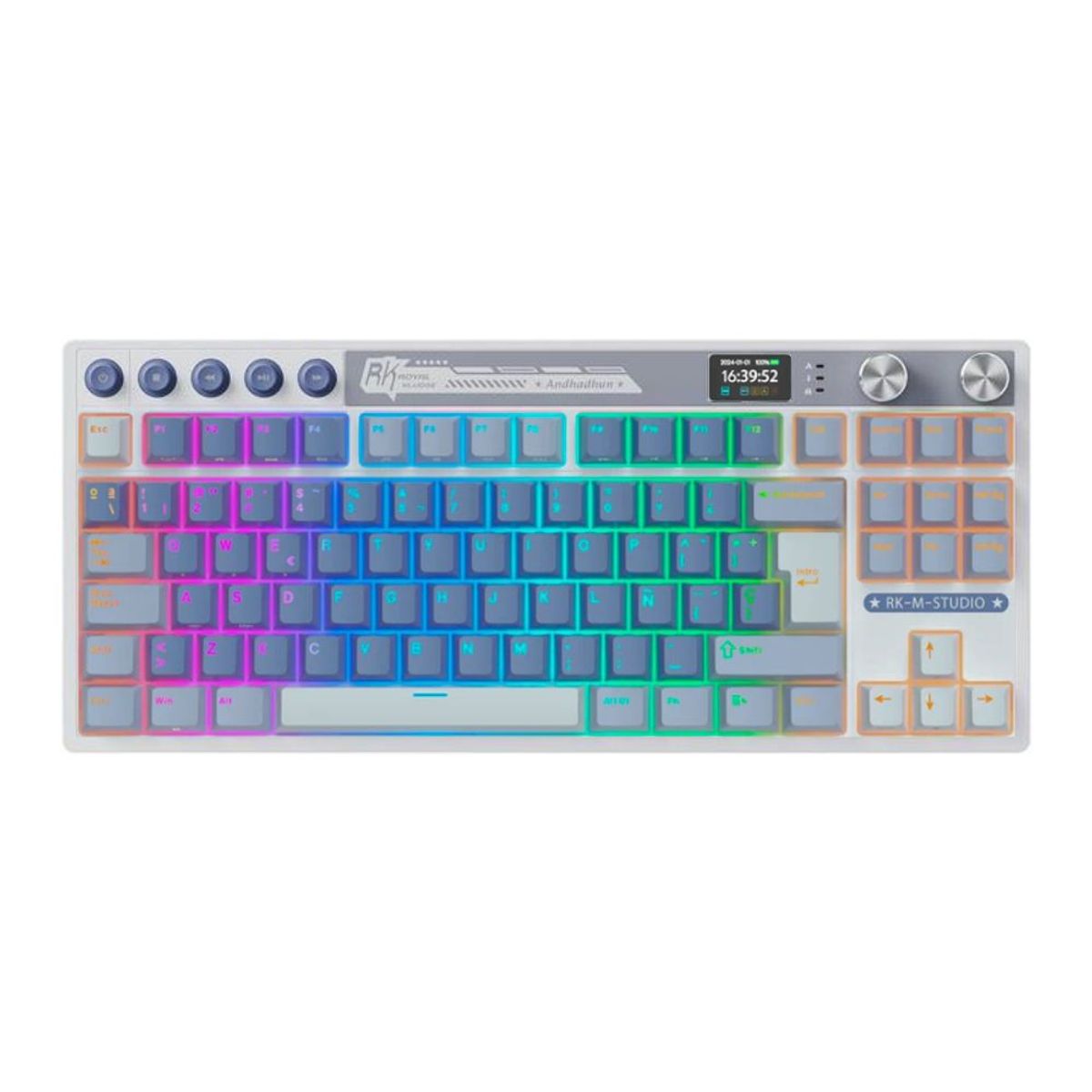 ROYAL KLUDGE - Royal Kludge - Teclado M87 Wireless TKL Ocean Blue Switch Cream