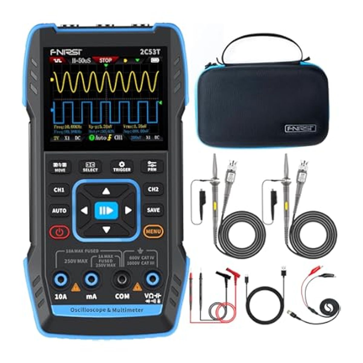 GENERICO - Multímetro Osciloscopio Digital de mano 2C23T 3 en 1 2 canales 10Mhz Fnirsi