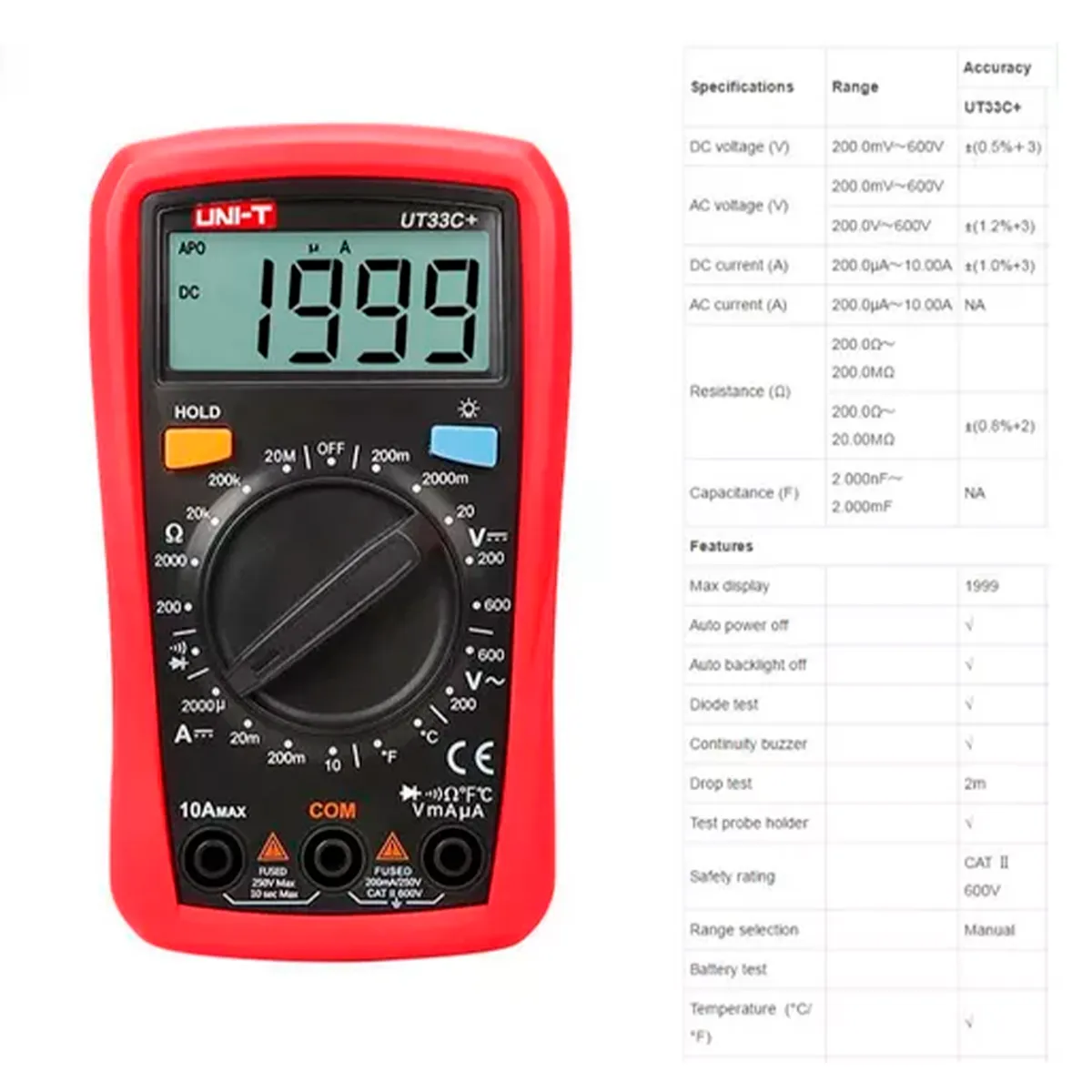 UNI T - Multímetro digital UNI-T UT-33C+