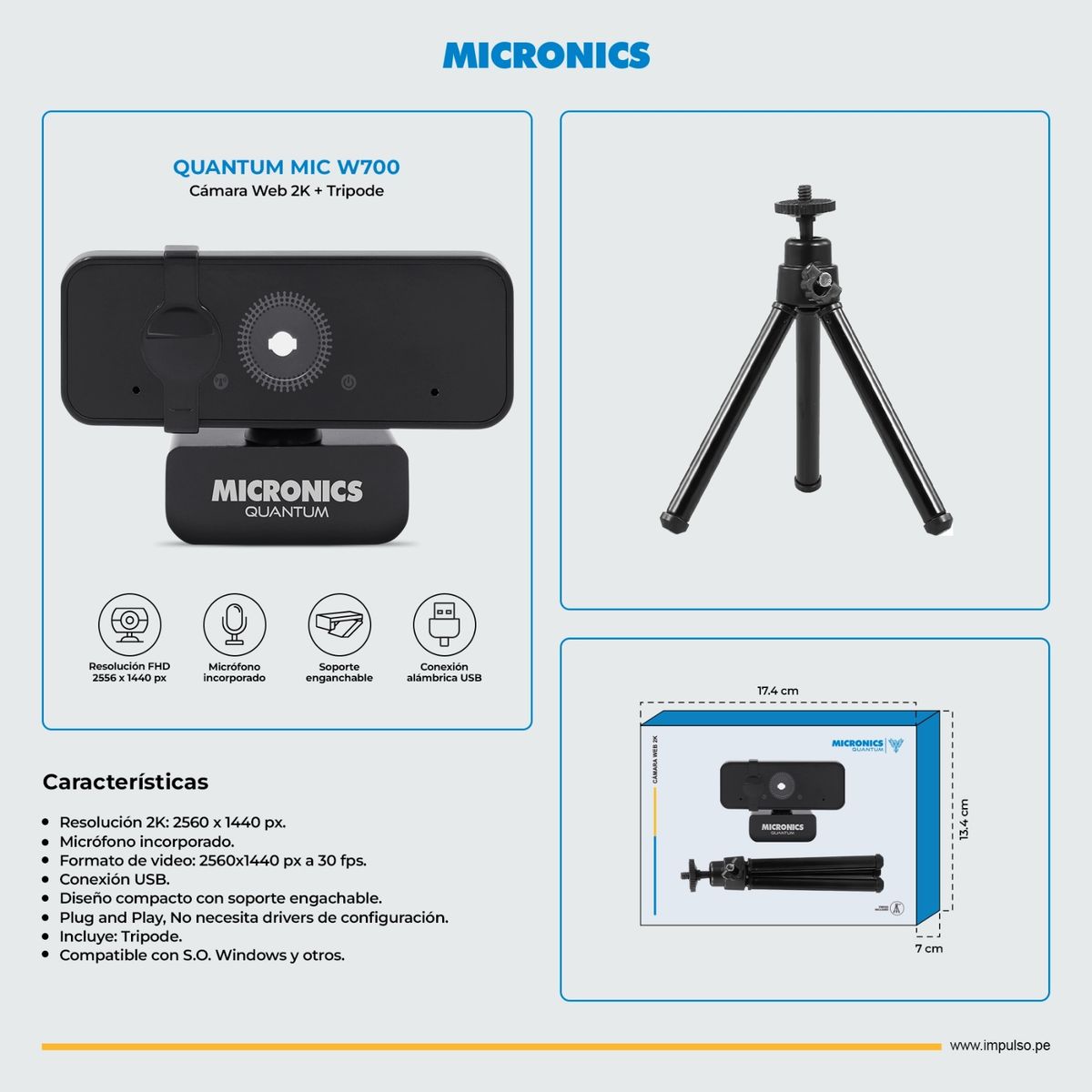 MICRONICS - Camara Web Micronics 2K Quantum