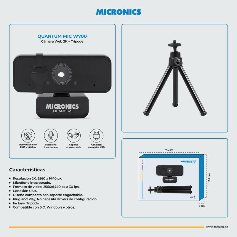 MICRONICS - Camara Web Micronics 2K Quantum