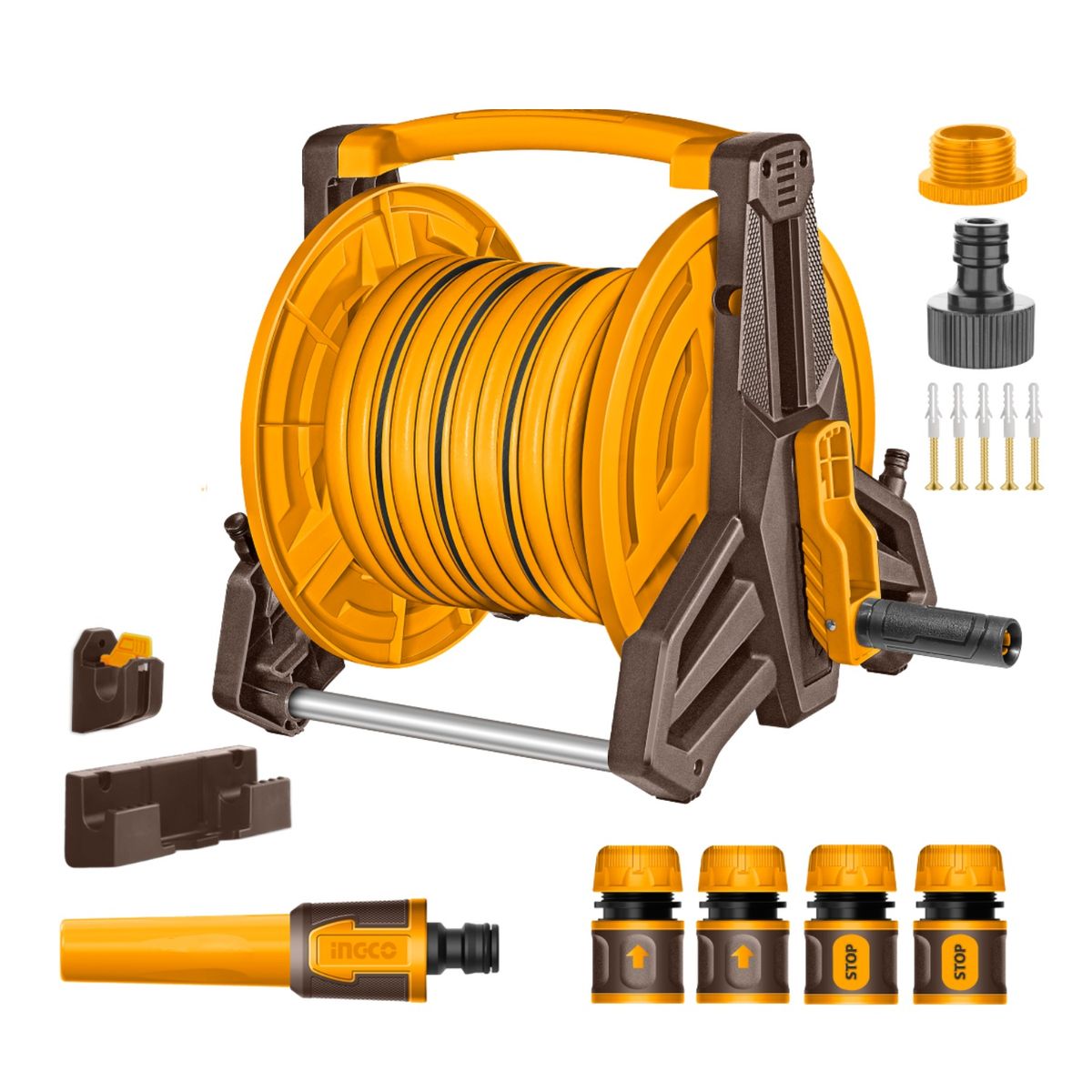 INGCO TOOLS - Juego de Carrete y Manguera + Accesorios Ingco