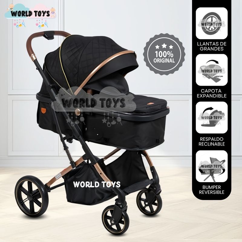 BABY - Coche Cuna Moisés de Lujo «SATURNO ULTRA» Black