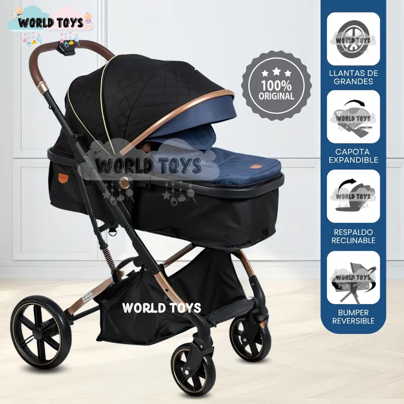 BABY - Coche Cuna Moisés de Lujo «SATURNO ULTRA» Blue