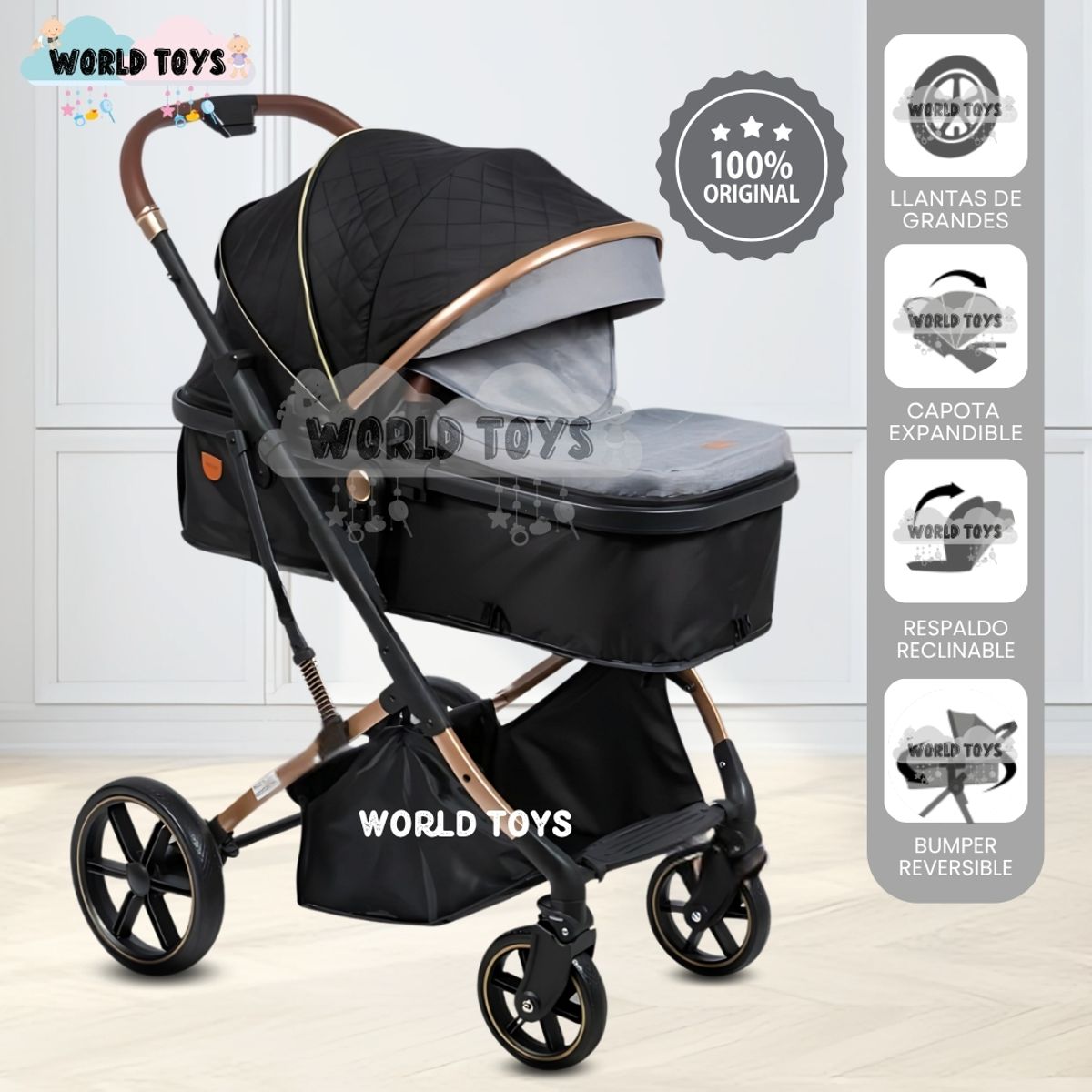 Baby - Coche Cuna Moisés de Lujo «SATURNO ULTRA» Gray