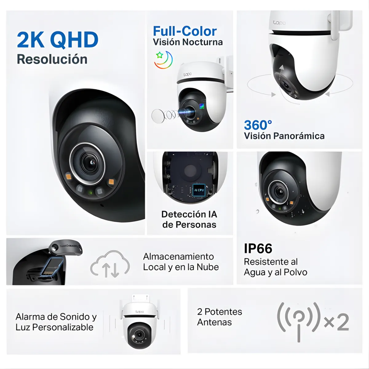 TP LINK - Cámara de Seguridad Wi-Fi Exterior Tapo C520WS 360° 2K 4MP