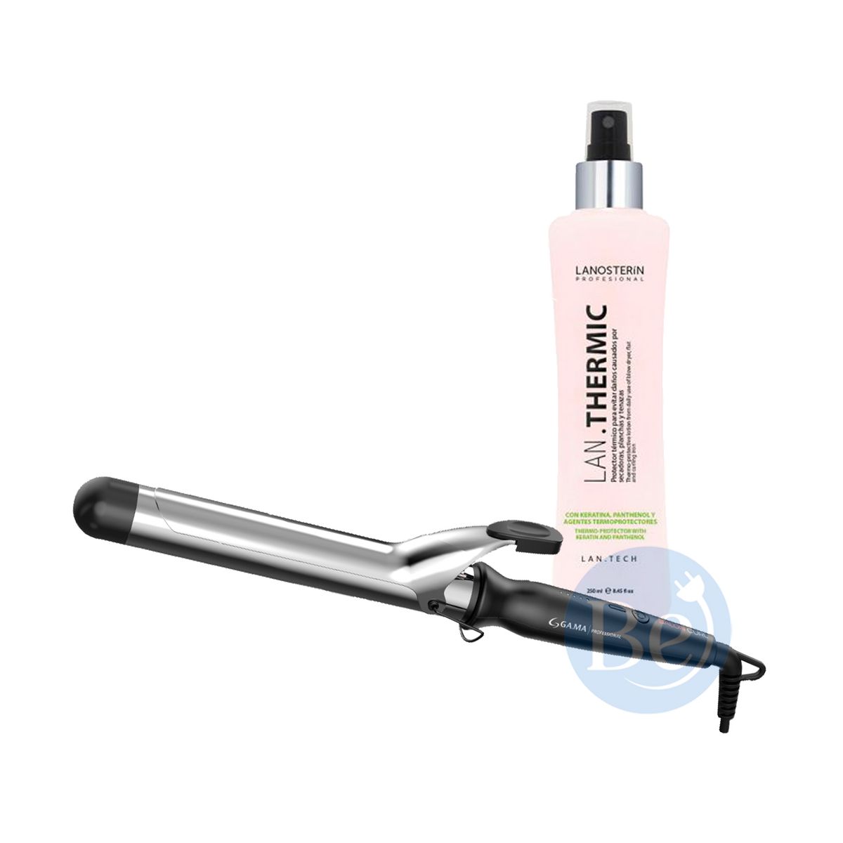 GAMA - Combo Rizador Gama Salon Curl de 32mm y Protector Térmico Lanosterín