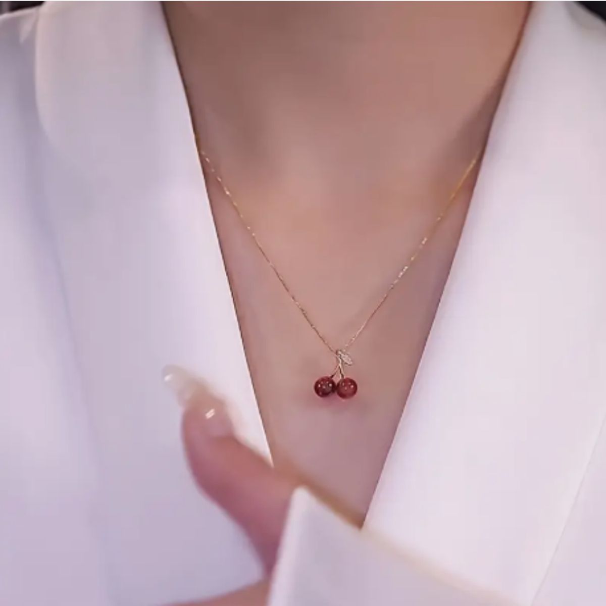 GENERICO - Collar con colgante de cereza