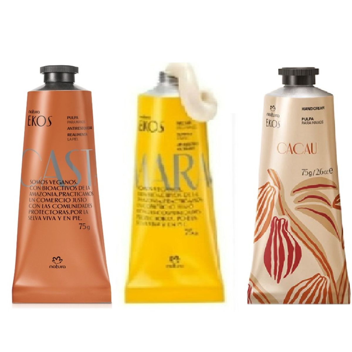 NATURA - 3 Crema para manos maracuya y castaña y cacao 75g cu ekos