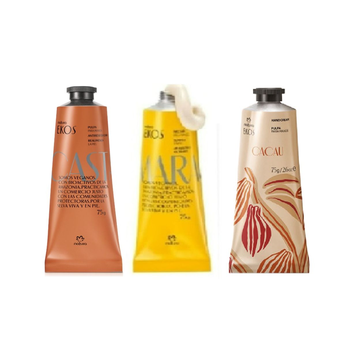 NATURA - 3 Crema para manos maracuya y castaña y cacao 75g cu ekos