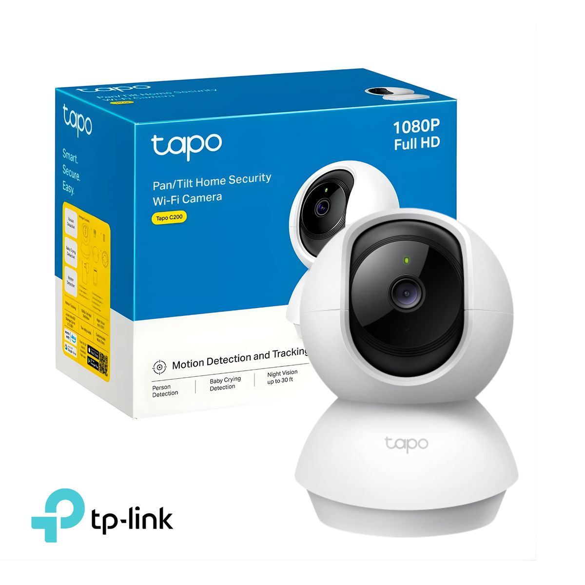 TP LINK - Cámara de Seguridad Giratoria para Casa Wi-Fi 1080p TAPO C200