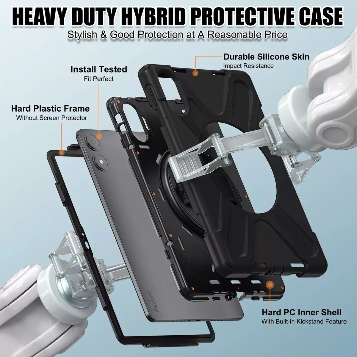 GENERICO - Funda Protector Antigolpe Armor 360° Para Redmi PAD PRO 12 .1" - NEGRO