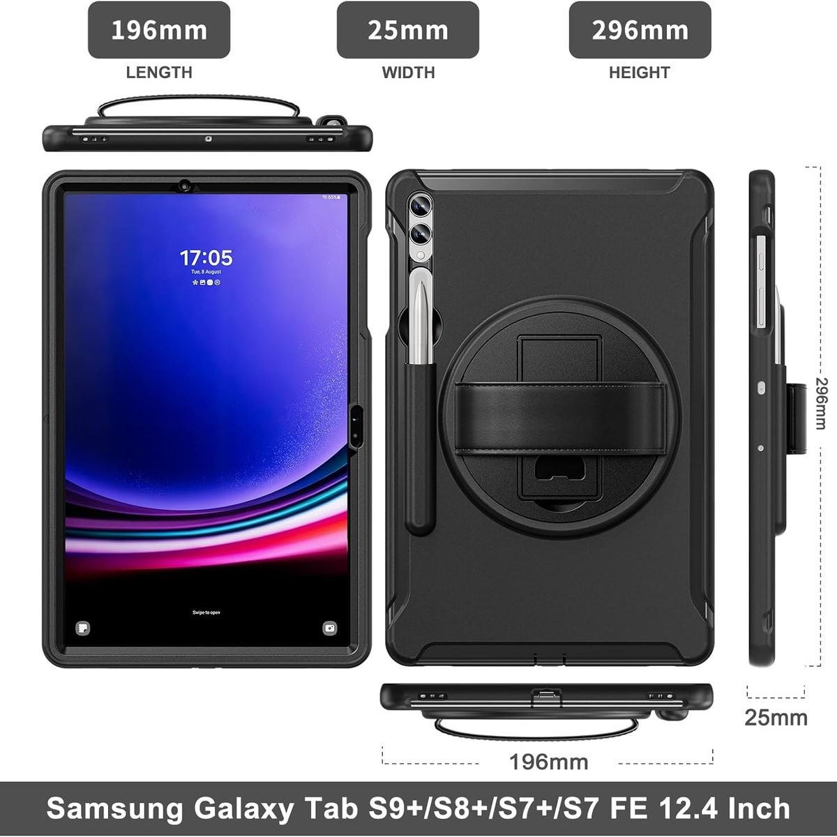 GENERICO - Funda Armor 360° Para Samsung S9 FE PLUS / S9 PLUS 12.4 " - NEGRO