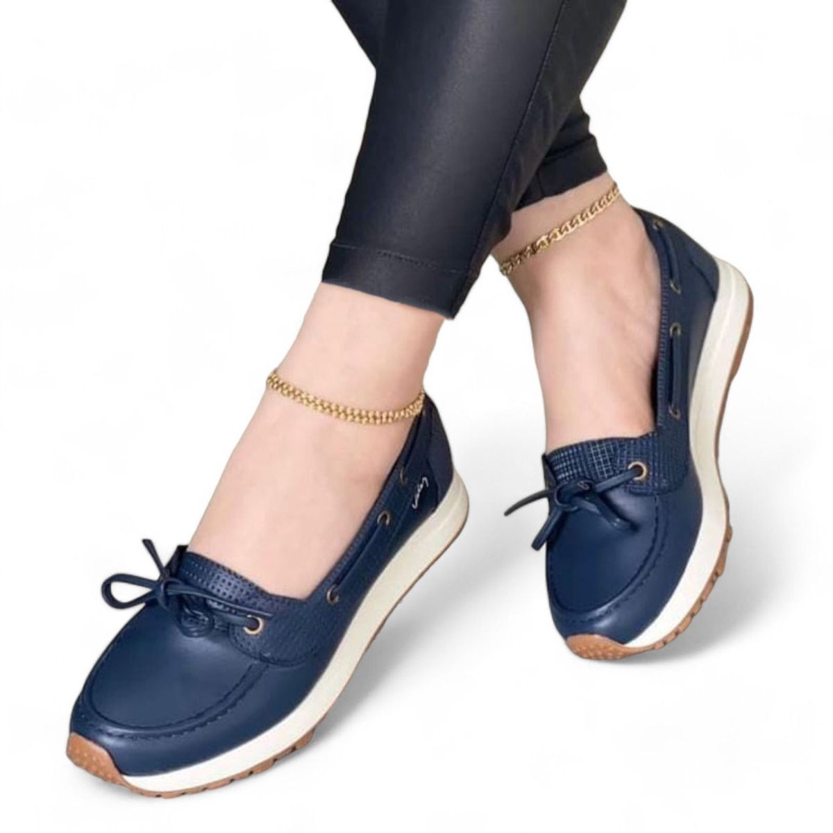 GENERICO - Zapato mujer texturizado con detalle de Lazo 2035L-50 color azul.-