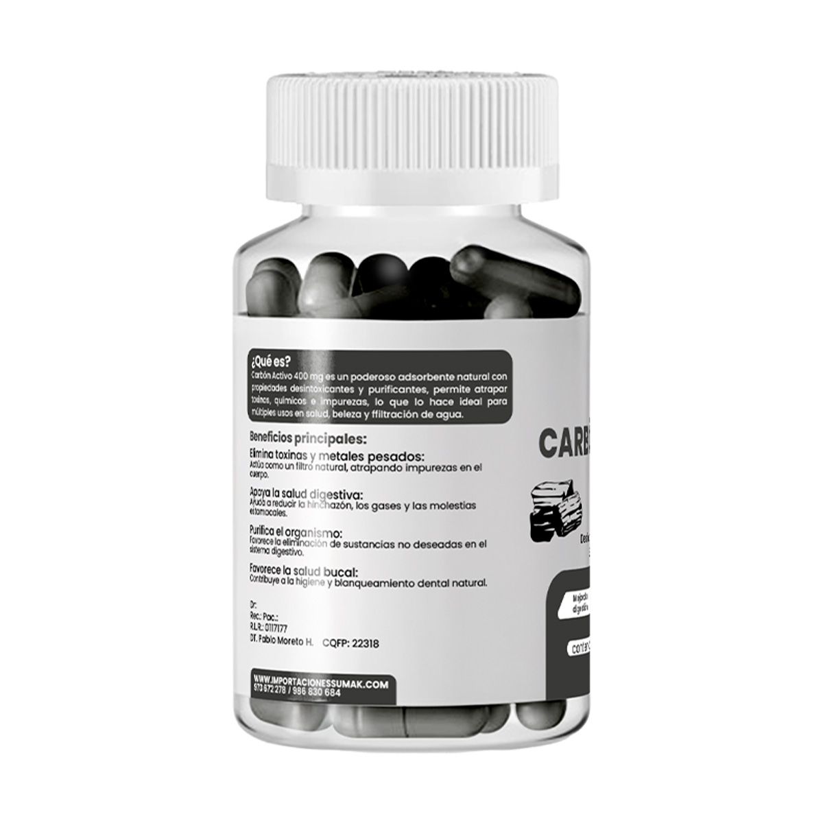 GENERICO - CARBON ACTIVADO PLUS 400MG DERMO SUMAK + REGALO PASTILLERO
