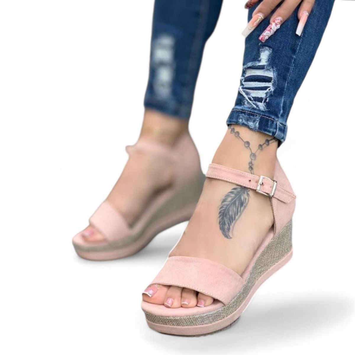 GENERICO - sandalia mujer cuña 7 1399 5C-45 color Rosa