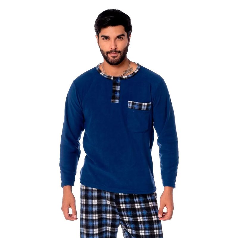 GENERICO - Pijama Micro Polar Azul Hombre