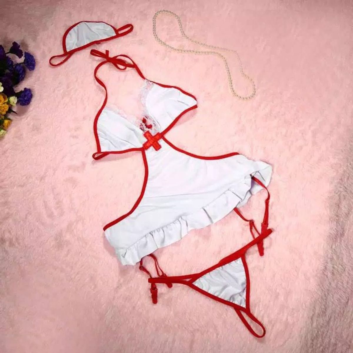 GENERICO - Conjunto de Lenceria - disfraz de enfermera - Talla XL