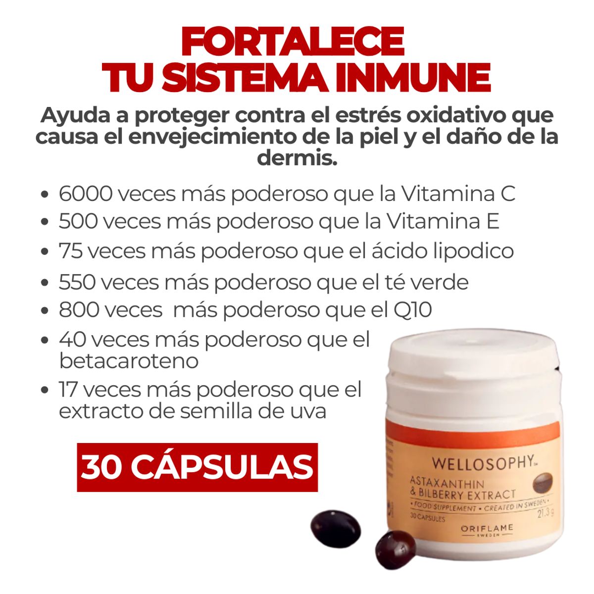 ORIFLAME - ASTAXANTINA Y EXTRACTO DE ARANDANOS + VIT C + VIT E