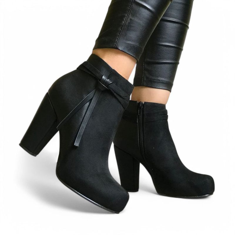 GENERICO - botin mujer lazo taco 9 cm 2086L-68 color negro