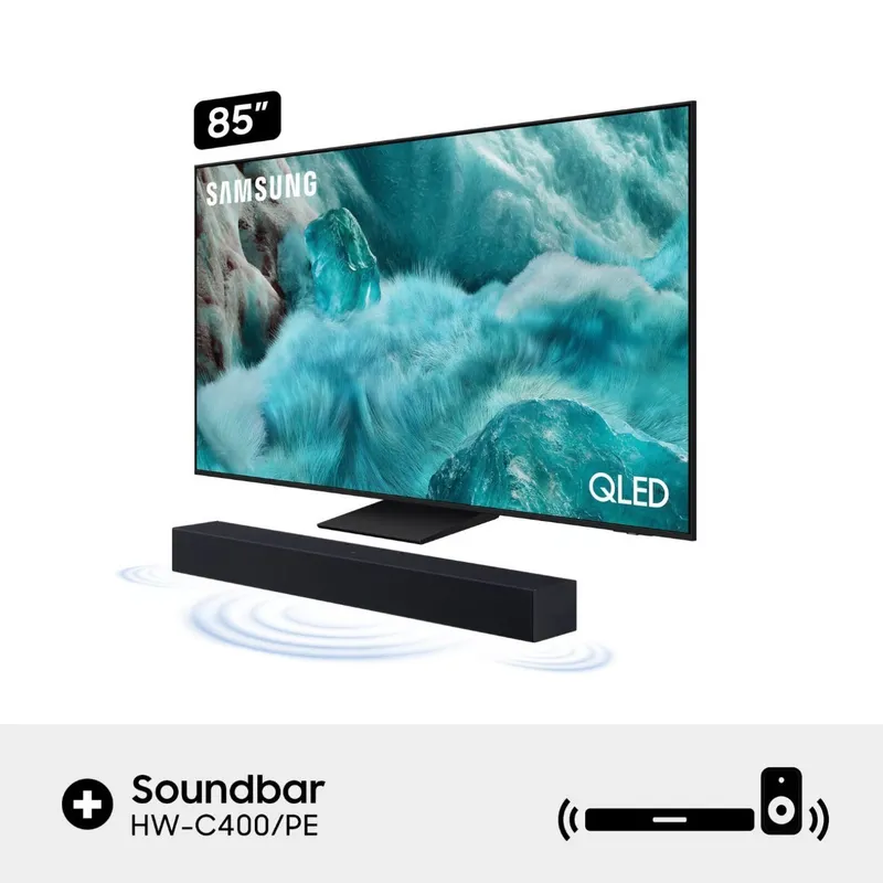 SAMSUNG - Televisor Samsung QLED 85 Visión AI Smart TV QN85Q7F5AGXPE 2025 + Soundbar HW C400