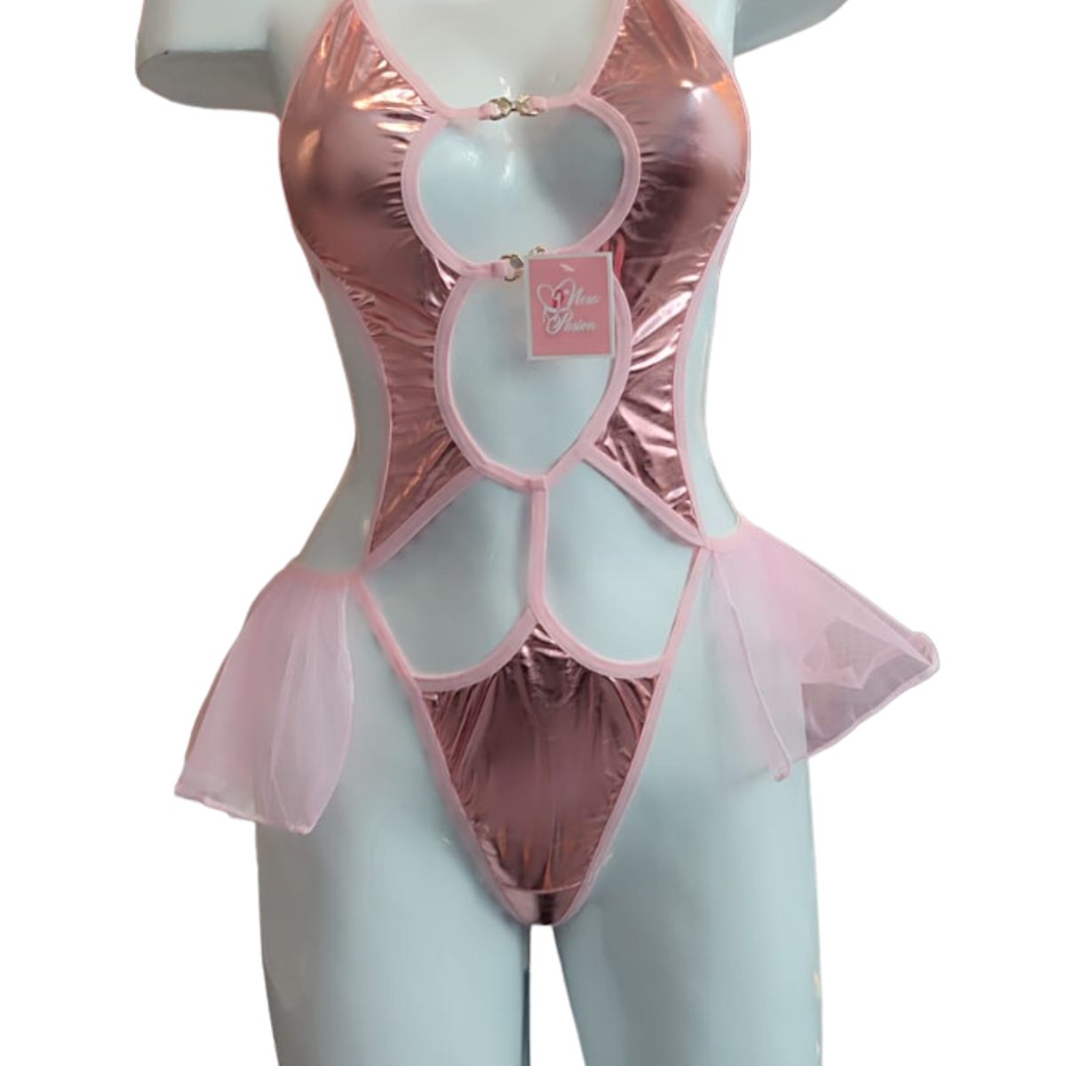 GENERICO - BODY DE ENCAJE LATEX TUTU LENCERIA SEXY