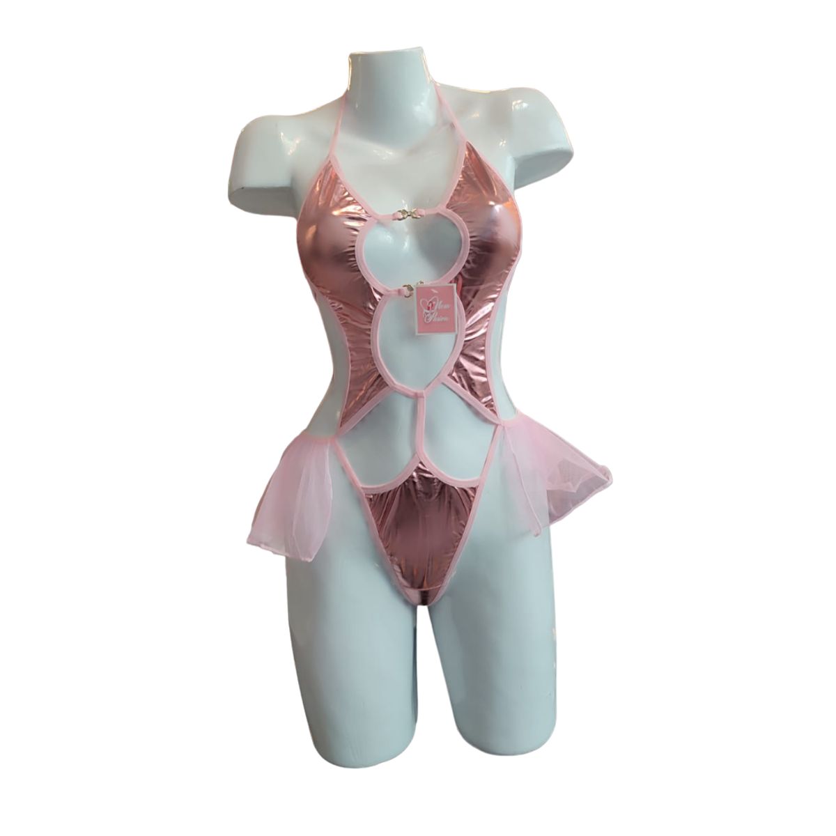 GENERICO - BODY DE ENCAJE LATEX TUTU LENCERIA SEXY