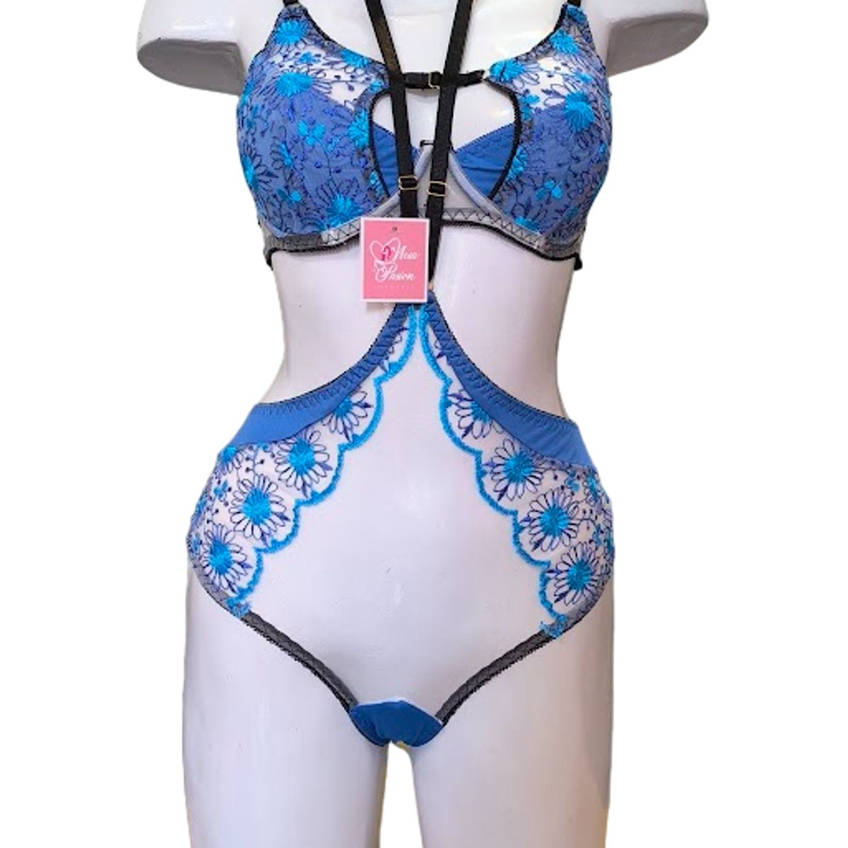 GENERICO - BODY DE ENCAJE TRANSPARENTE LENCERIA SEXY