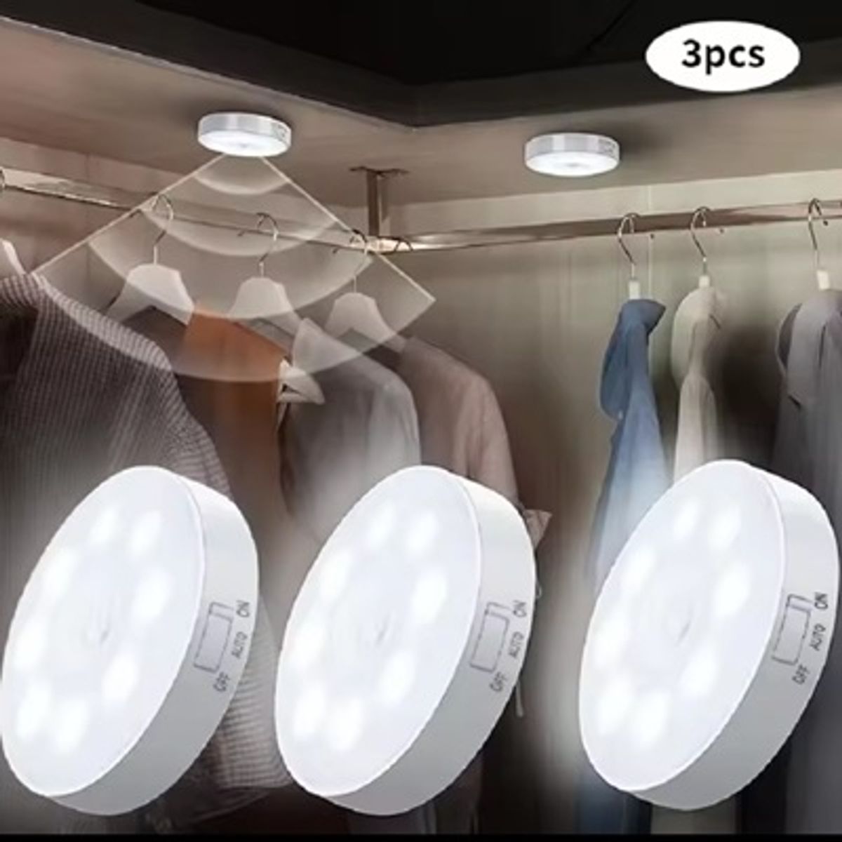 GENERICO - PACK DE 3 FOCOS RECARGABLES CON SENSOR DE MOVIMIENTO MAGNETICO