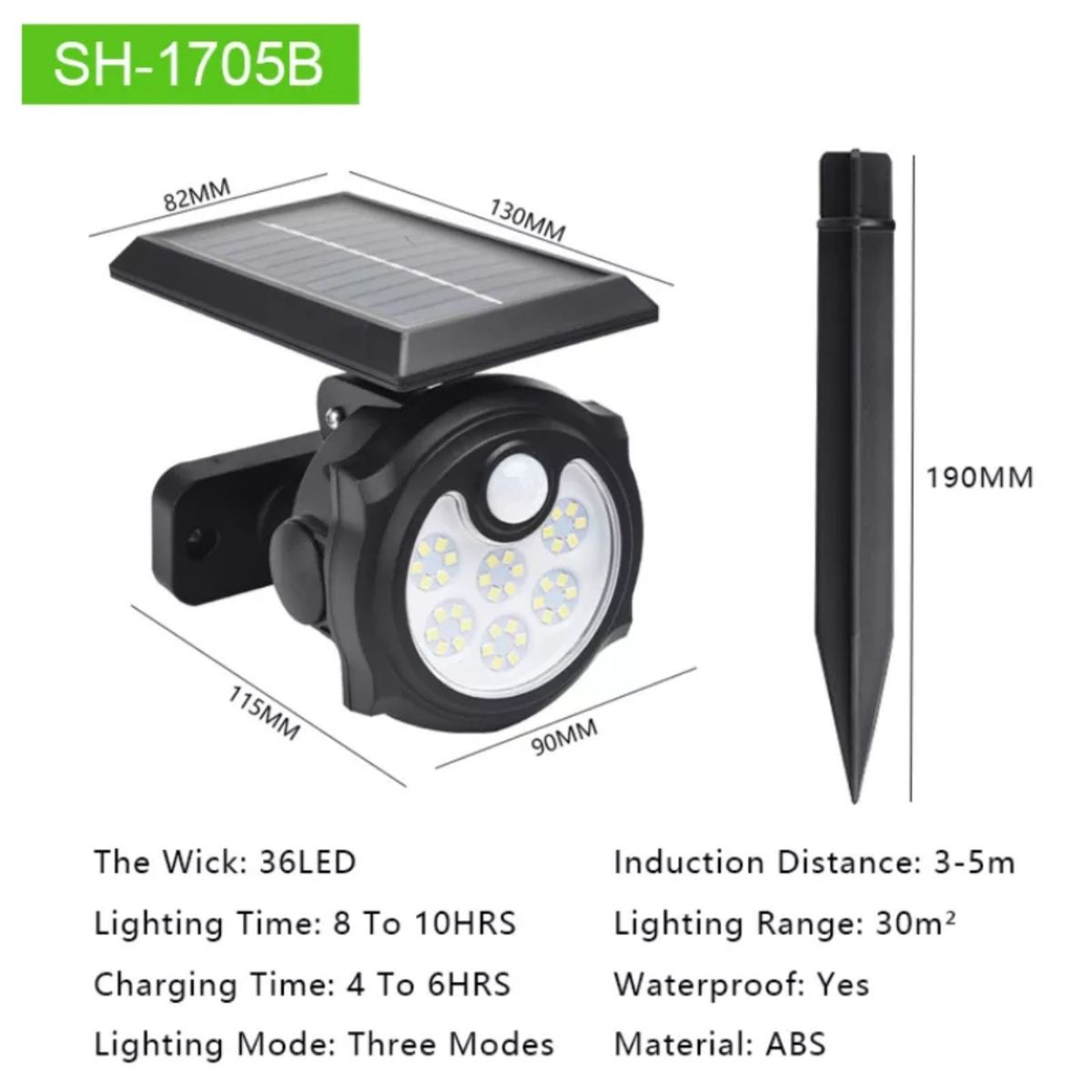 GENERICO - PACK DE 2 FOCOS LED SOLARES CON SENSOR DE MOVIMIENTO PARA PARED